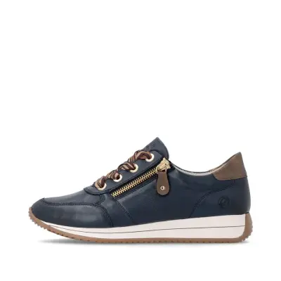 Baskets Remonte D0H11-15 Bleues - Cuir Lisse Talon Plat Grande Pointure Femme — photo 2