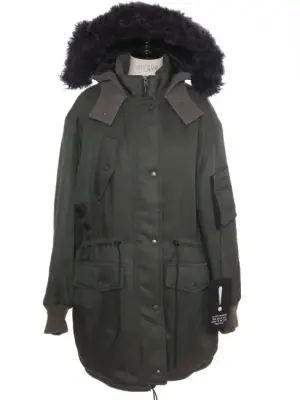 Manteau parka mi-long vert kaki capuche en fourrure Prix boutique 3500€ Taille 36 — photo 1