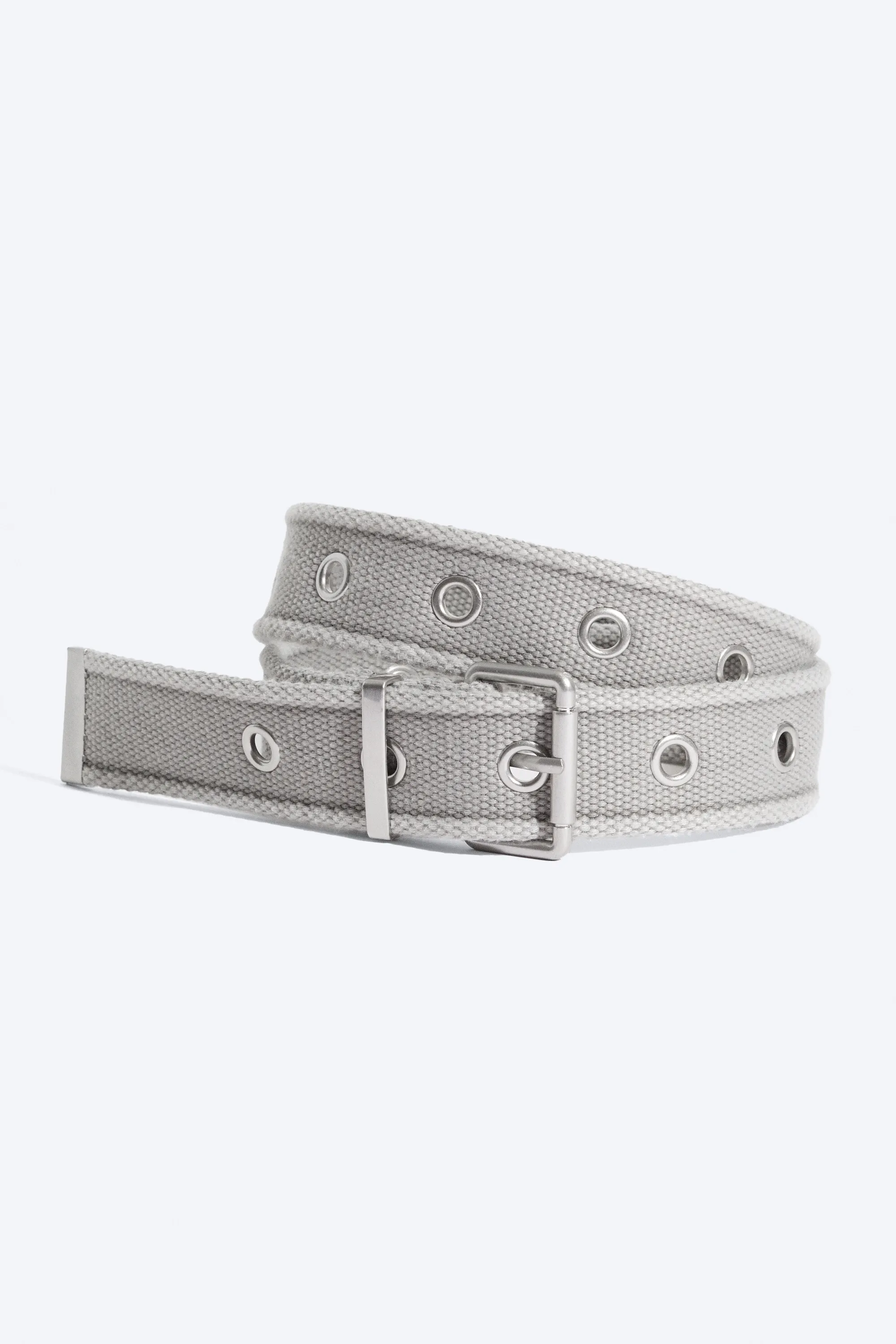 Ceinture en toile de coton à œillets - Taupe clair