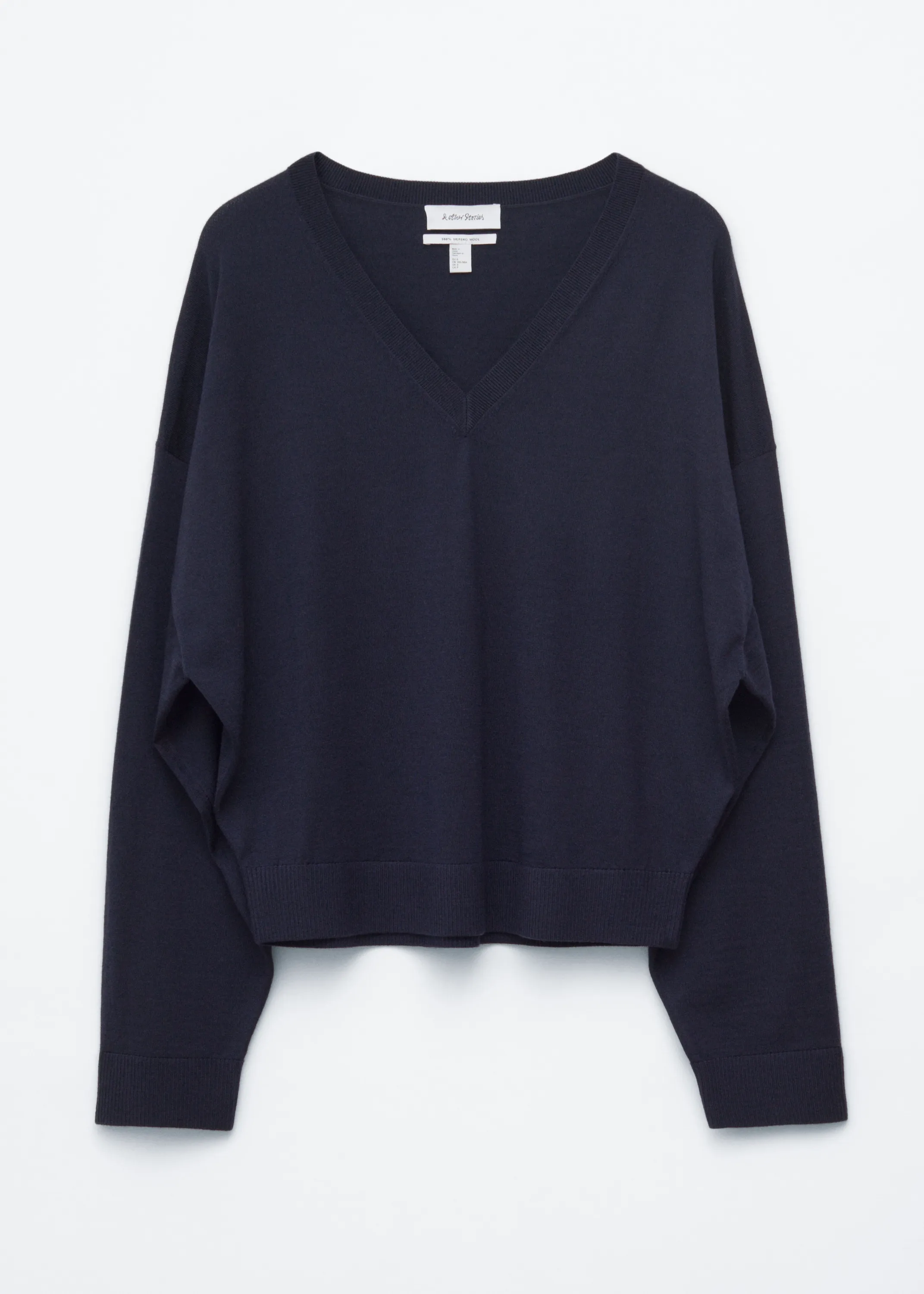 V-Neck Merino Wool Jumper - Bleu foncé