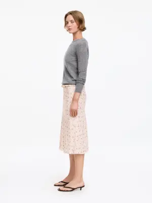 Jupe en soie longueur genou - Rose poudré — photo 1