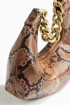 Petit sac bandoulière - Marron/motif peau de serpent — photo 2