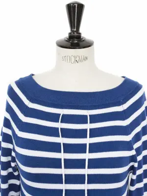 Pull marinière col bateau en coton bleu et blanc Prix boutique 135€ Taille 36 — photo 4