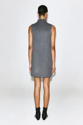 ROBE COURTE EN LAINE MÉLANGÉE DOUBLE FACE - GRIS — photo 3