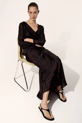 Slip skirt maxi - Marron foncé/imprimé zèbre — photo 2