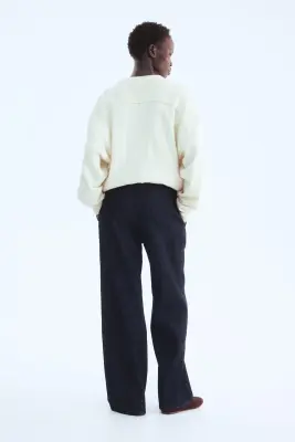 Pantalon en denim avec cordon de serrage - Bleu denim foncé — photo 3