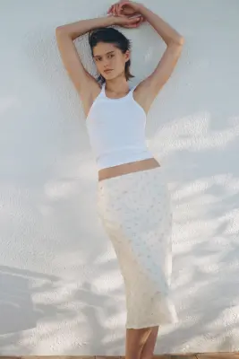 Slip skirt en viscose - Crème/fleuri — photo 1