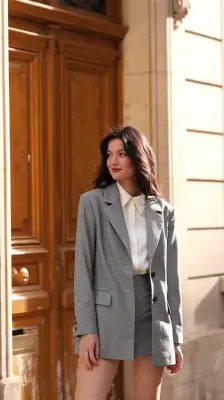 Lennon Tailored Jacket - Grey houndstooth — photo 3