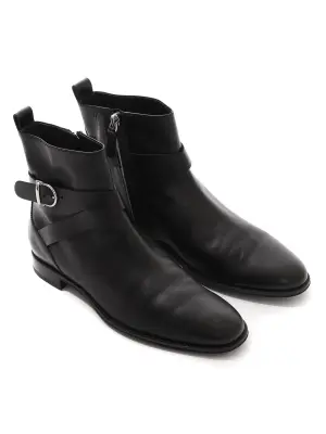 Bottines plates bout amande en cuir noir boucle argent Prix boutique 750€ Taille 38 — photo 3