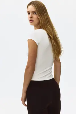 Top en viscose avec dentelle - Blanc — photo 4