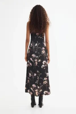 Robe imprimée à bretelles fines - Noir/fleuri — photo 3