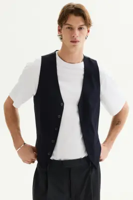 Gilet de costume Slim Fit - Bleu marine — photo 2