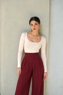 Adelia Striped Pants - Bordeaux stripes