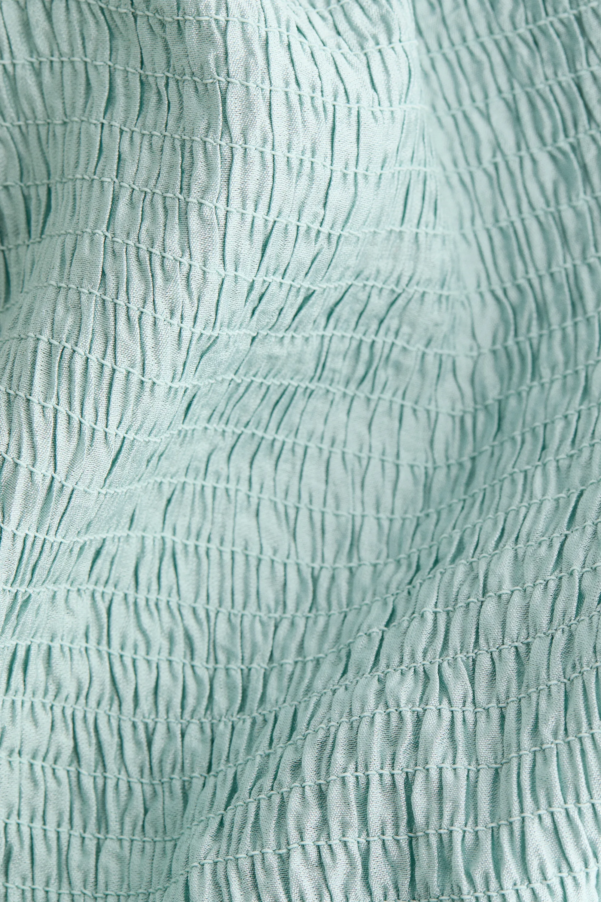 Smocked off-the-shoulder dress - Turquoise clair