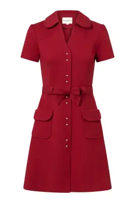 Paris Belted Dress - Dark red — photo 5