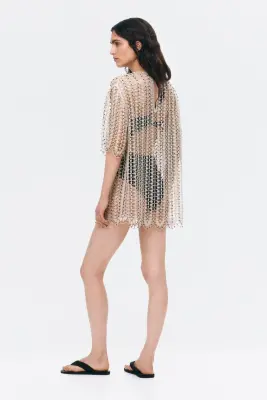 Top façon crochet - Taupe clair — photo 3