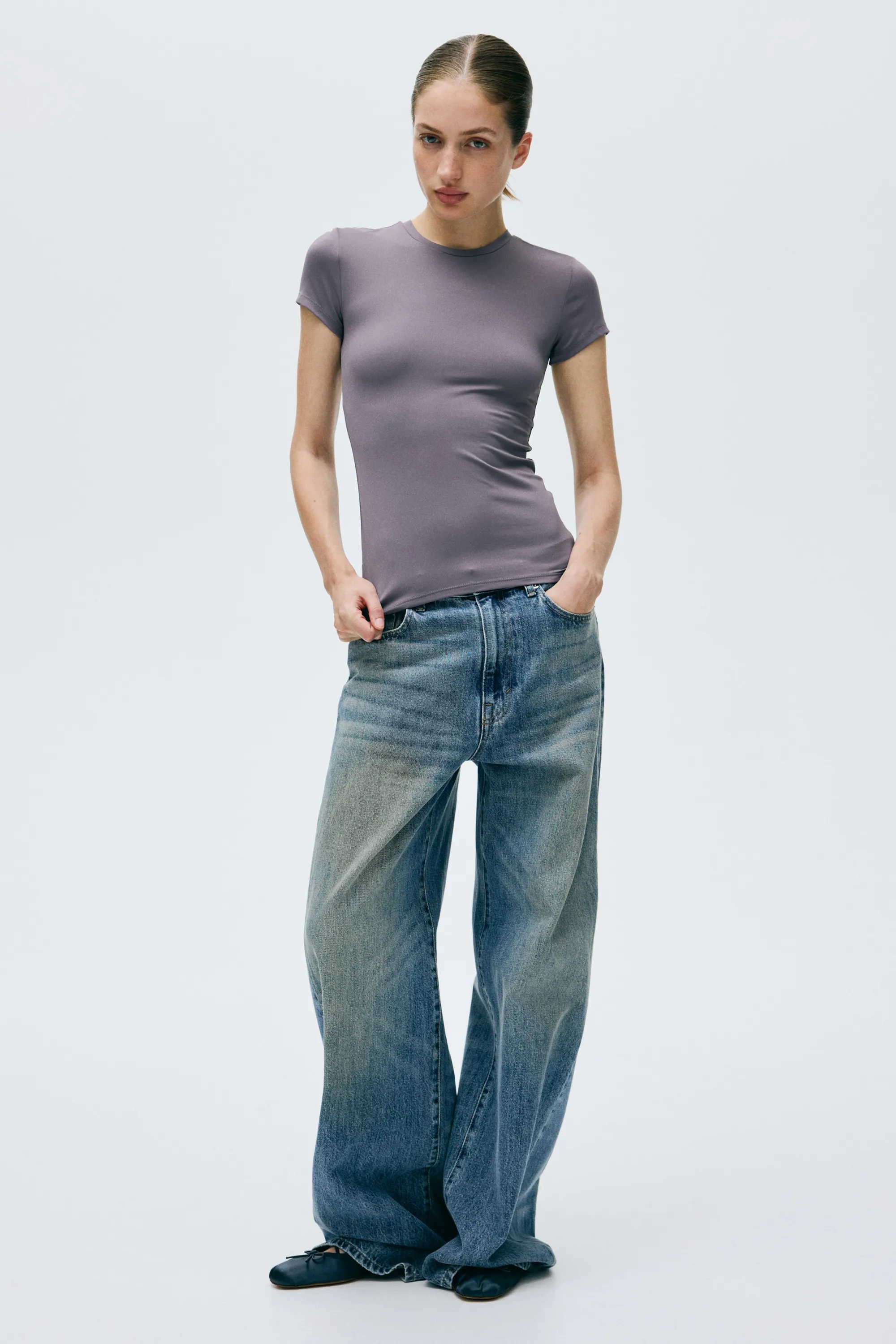 T-shirt ajusté en microfibre - Violet ancien clair