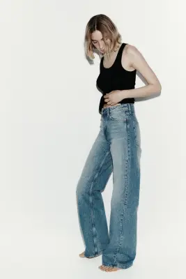 Wide High Waist Jeans - Bleu denim — photo 5