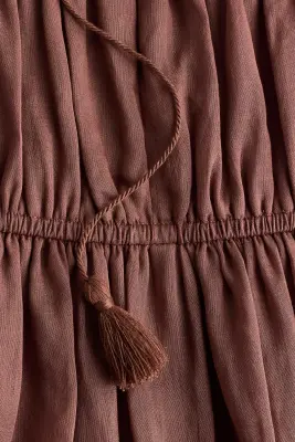 Robe en ramie avec cordons de serrage - Marron — photo 4