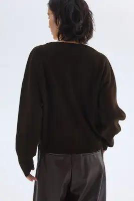 Pull à encolure en V - Marron foncé — photo 3