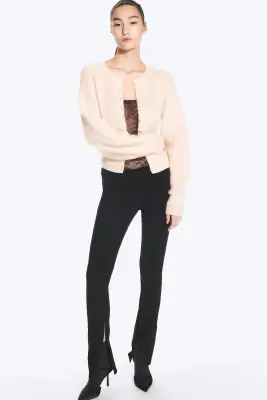 Cardigan en mélange de mohair - Blanc cassé — photo 2
