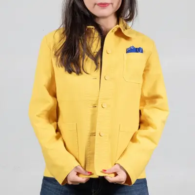 Veste de travail en croisé coton bio 1G/4F - Ananas — photo 2