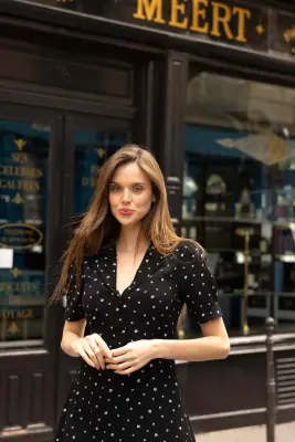 Selena Midi Dress - Black white floral — photo 4
