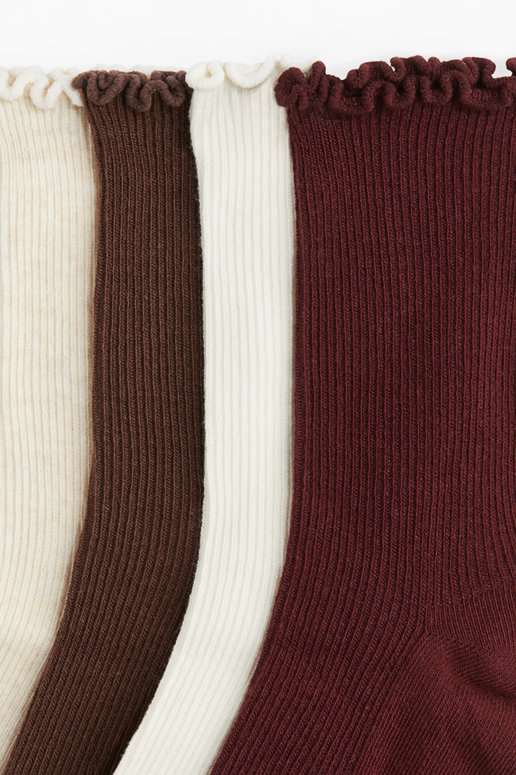 Lot de 5 paires de chaussettes en maille côtelée - Bordeaux/marron foncé/crème