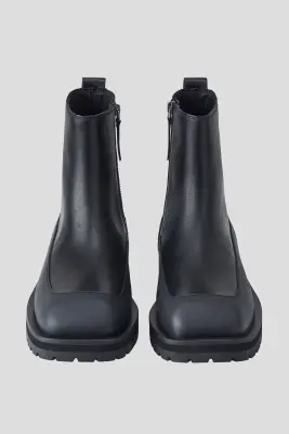 Bottines en cuir - Noir — photo 2