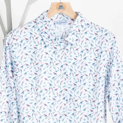 Ménéham, Chemisier blanc fantaisie à motif perroquets — photo 2
