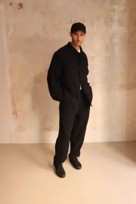 Still By Hand – Wool mixed 4B jacket BL06263OS – BLACK — photo 3