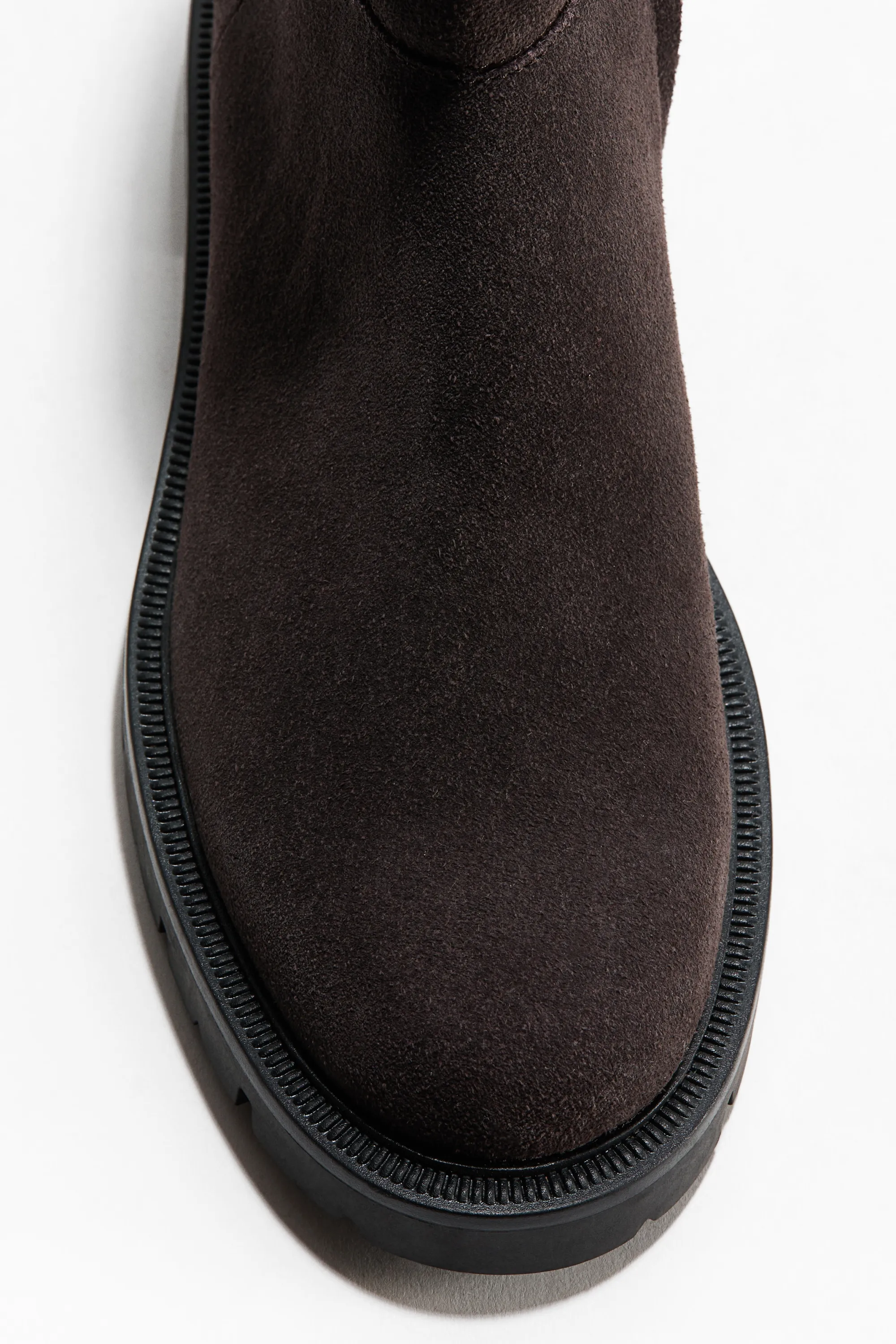 Bottines en cuir velours fendu - Marron foncé