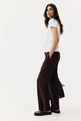 MAMA Pantalon chic en lin mélangé - Marron foncé — photo 3
