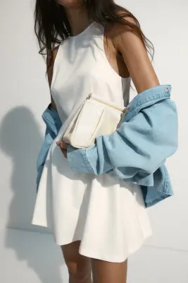Robe avec jupe évasée - Ivoire — photo 3