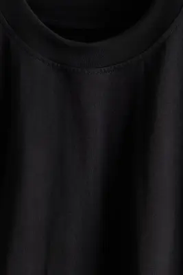 Top à manches chauve-souris en coton pima - Noir — photo 4