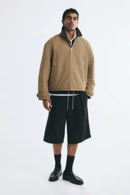 Veste-chemise en twill - Beige foncé/marron foncé — photo 1