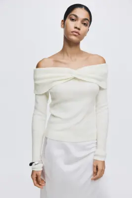 Pull épaules nues - Blanc — photo 2