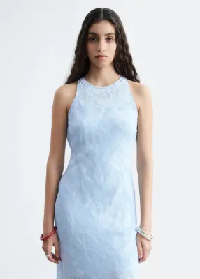 Robe midi en soie et viscose - Bleu clair — photo 1