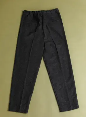 Pleated Pants with Tightening Link in Dark Gray Carded Wool — photo 4