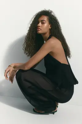 Pantalon avec taille élastique et jambes ballon - Noir — photo 4