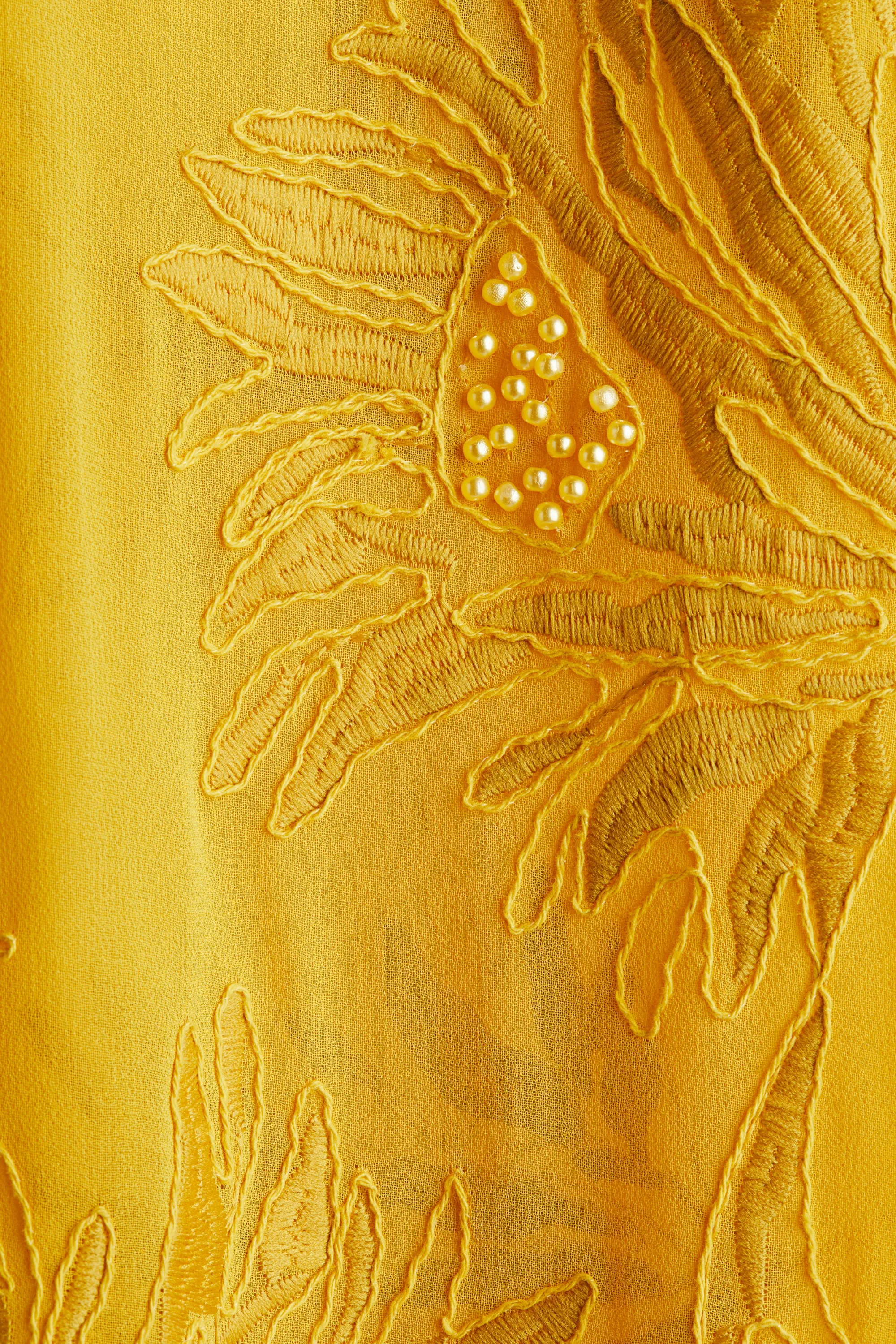 Robe ornementée à bretelles fines - Jaune
