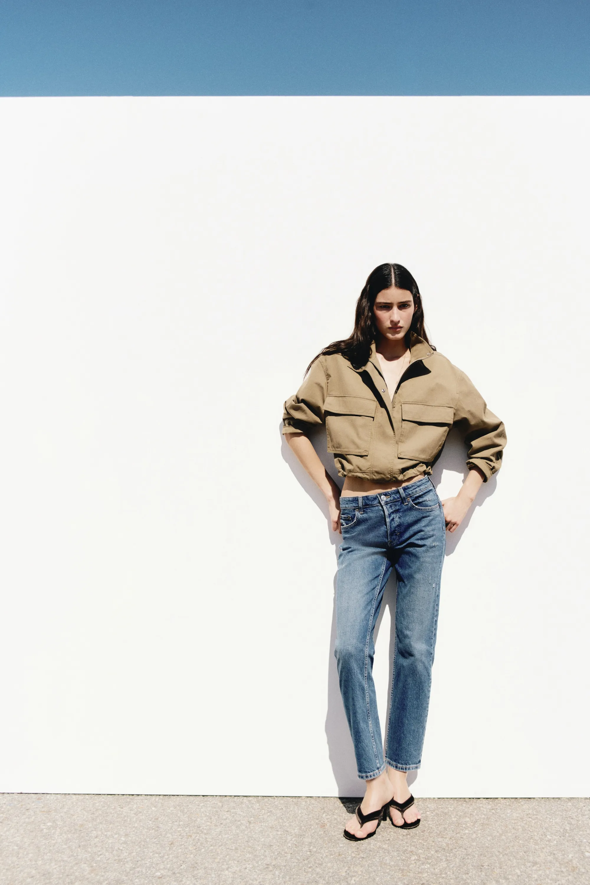Straight Regular Waist Jeans - Bleu denim