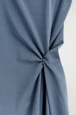 ROBE MIDI EN JERSEY À FINITION TORSADÉE - BLEU — photo 5