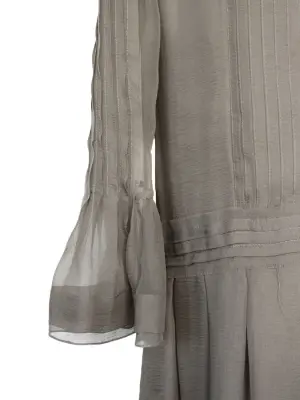 Robe en mousseline de soie plissée kaki clair NEUVE Px boutique 3212€ Taille 34 — photo 3