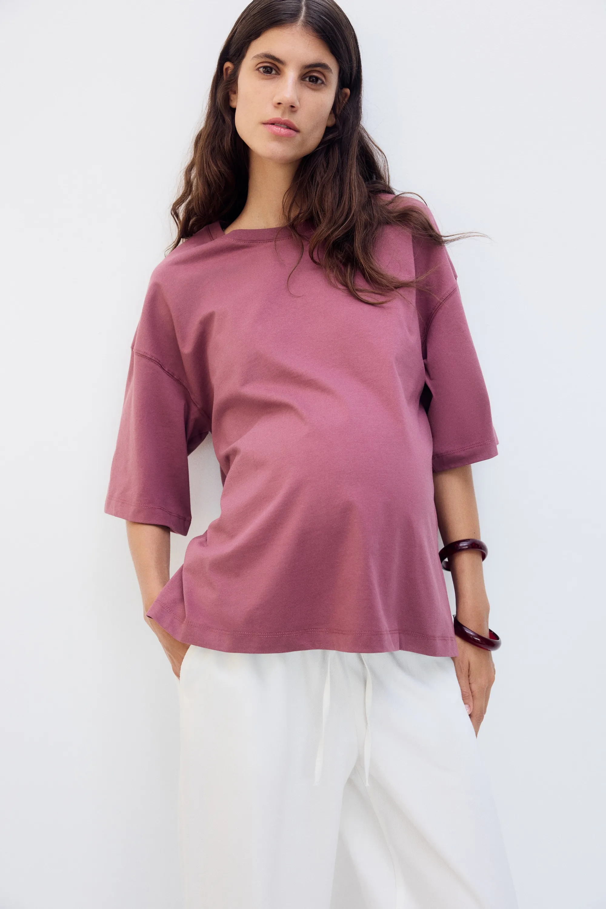 MAMA T-shirt loose - Rose foncé