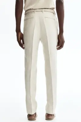 Pantalon de costume Slim Fit en lin - Beige clair — photo 2