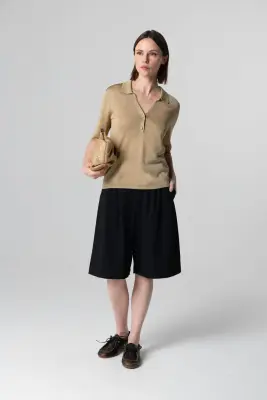 Polo en acetate, fibre métallisée et polyamide