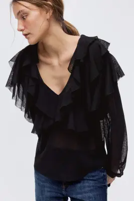 Top volanté - Noir — photo 2