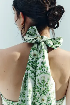 Robe dos nu en popeline - Blanc/fleuri — photo 3