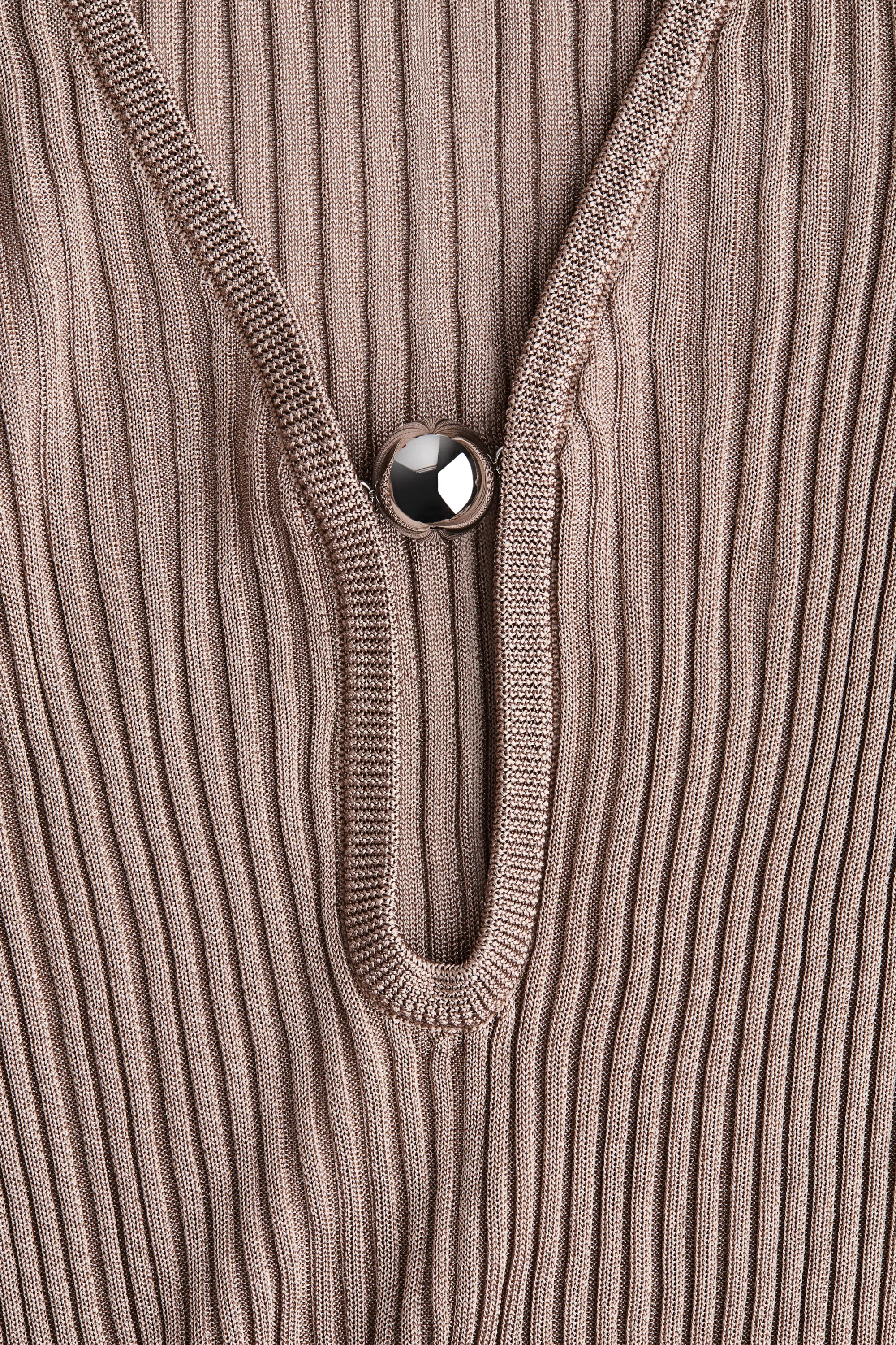 Robe longue en maille côtelée - Grège